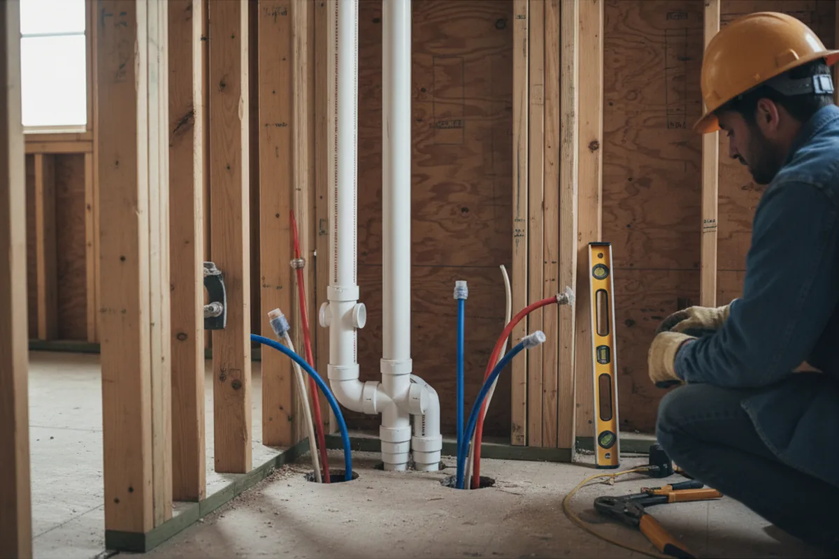 Drain and supply rough-in during Leak Detection in Clinton